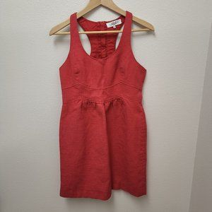 Tibi Halter Racerback A-Line Waffle Knit Pleated Red midi Dress Women's Size 8